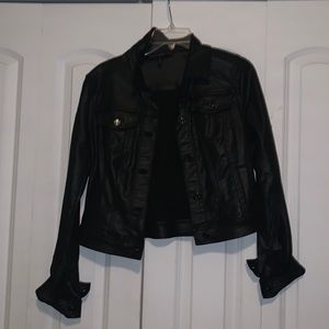 Black coated jean jacket style